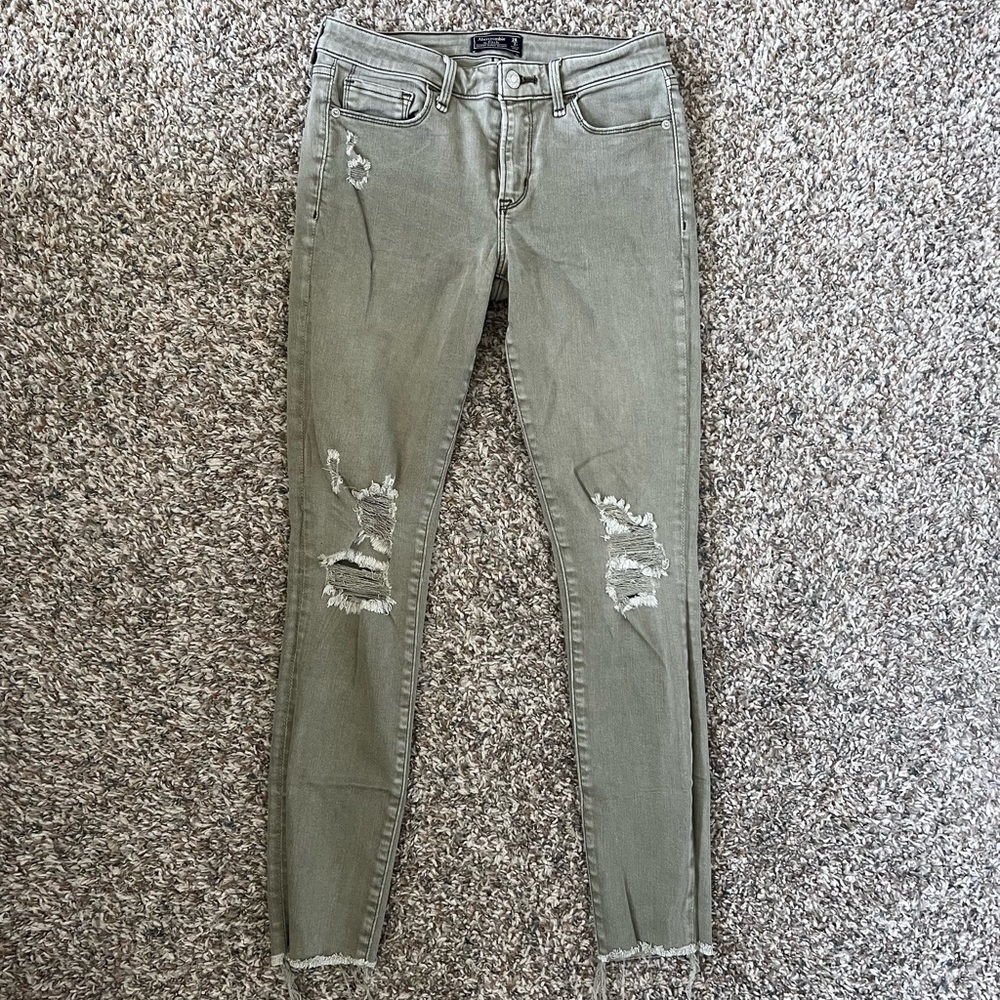 Abercrombie & Fitch Harper Super Skinny Ankle Jeans Military Green